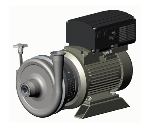 <strong>Pump flanged on to a motor with inverter for speed control</strong>
